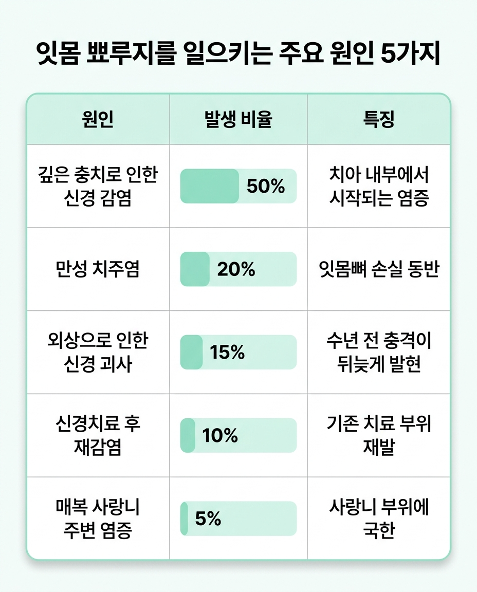 잇몸에 뾰루지를 만드는 주요 원인 5 가지