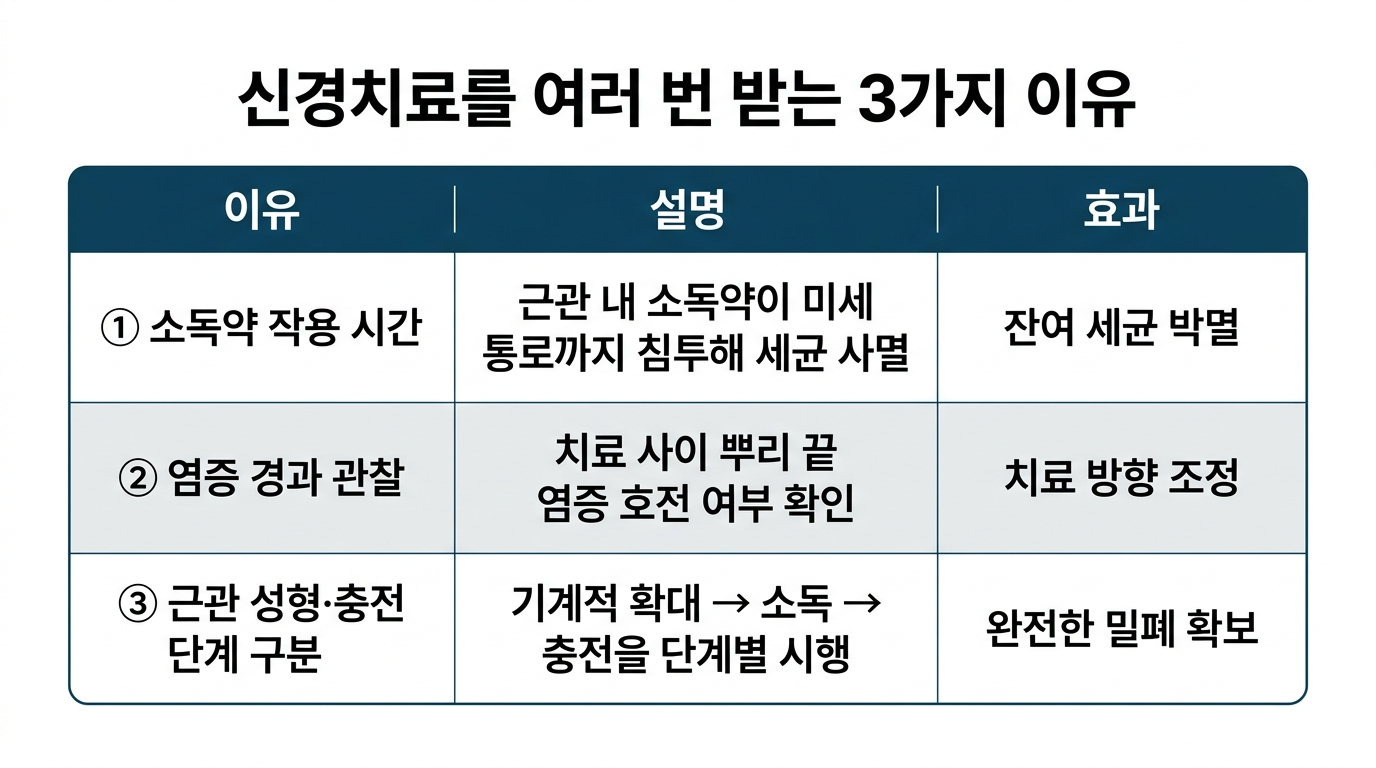 신경치료를 여러 번 받는 이유