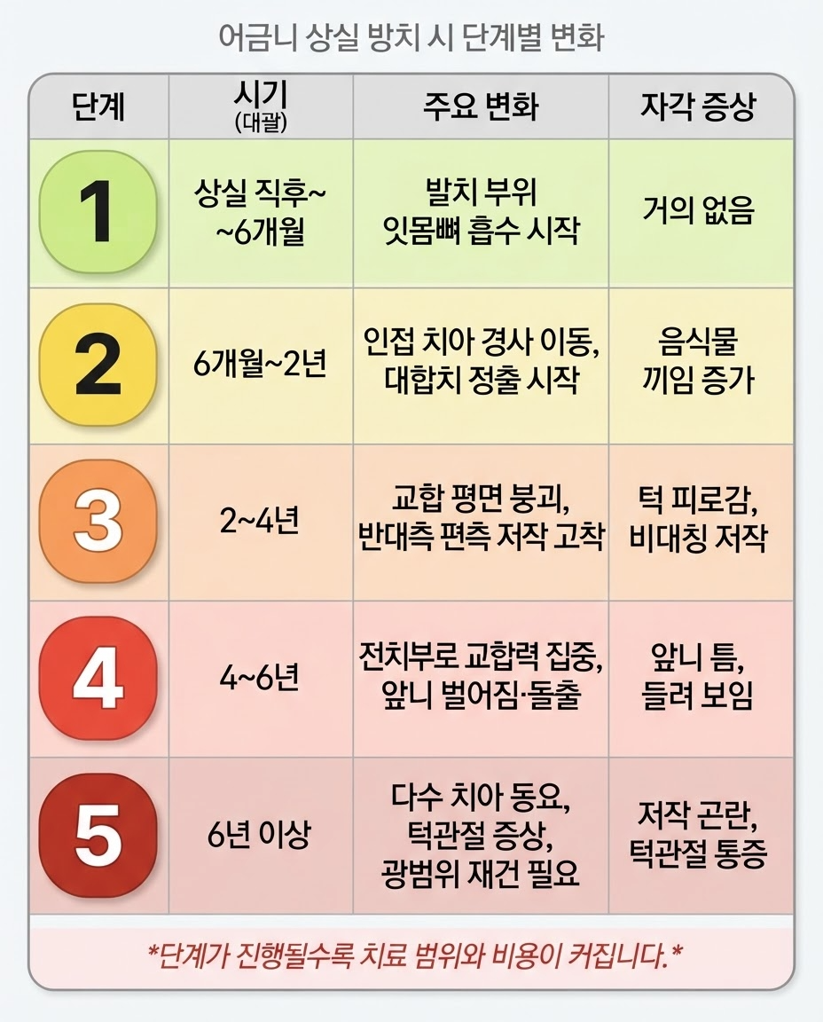 빠진 어금니 방치시 일어나는 일