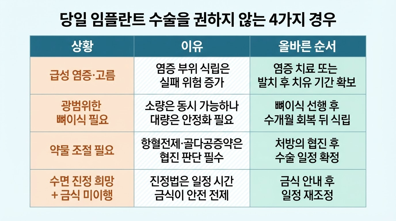 임플란트 당일 수술, 가능 조건 총정리