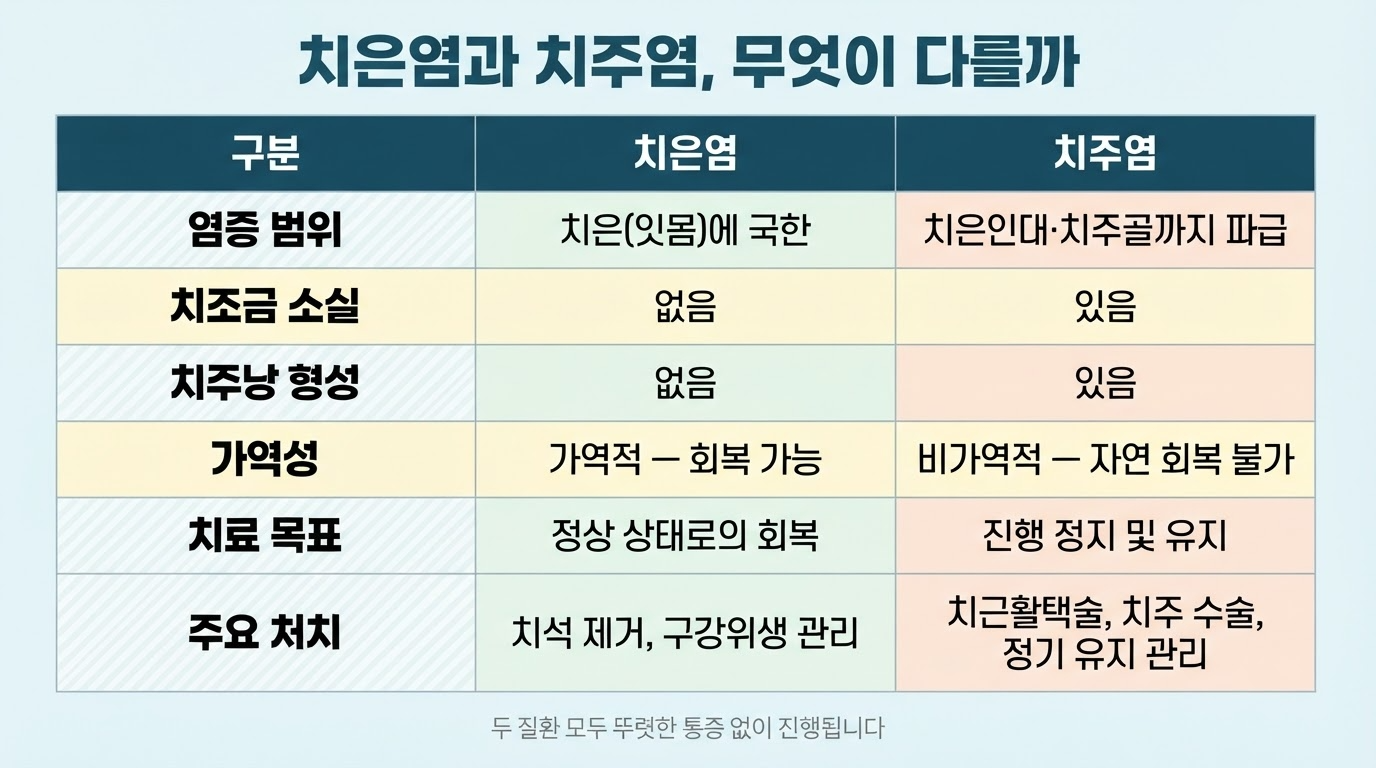 치은염과 치주염의 차이