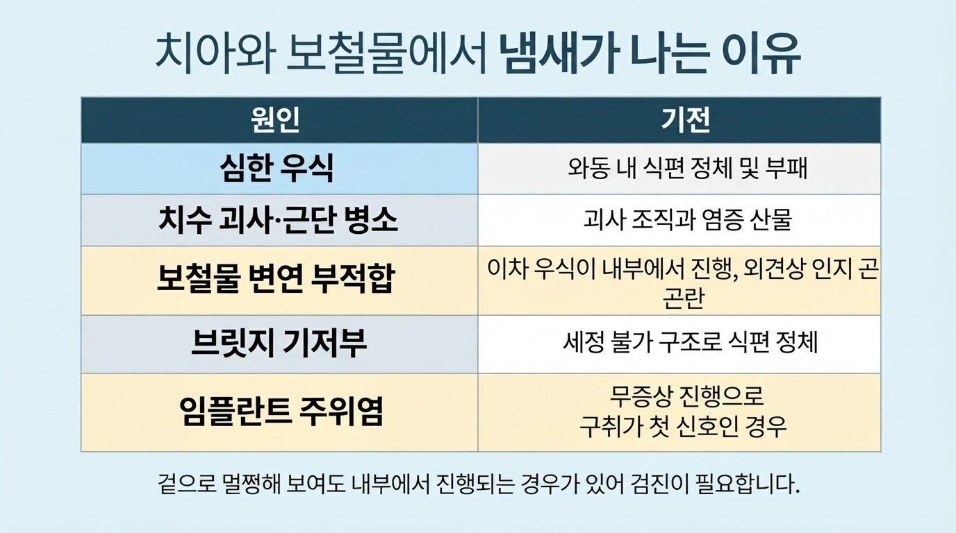 치아와 보철물에서 악취가 나는 원인